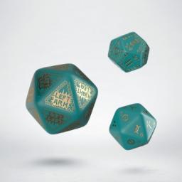 RuneQuest Turquoise &amp; gold Expansion Dice (3)