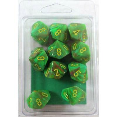 Dice Sets Vortex Slime/Yellow d10 Set (10)