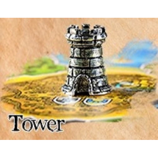 Player Token Tarnished Silver Color Tower In Metal Alloy