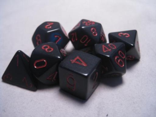 RPG Dice Sets Black/Red Opaque Polyhedral 7-Die Set