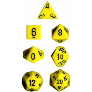 RPG Dice Sets Yellow/Black Opaque Polyhedral 7-Die Set