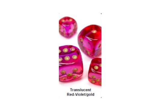 Gemini 16mm d6 Translucent Red-Violet/gold Dice Block (12 dice)