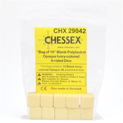 [29042] Chessex Opaque Polyhedral Bag of 10 Blank 6-sided dice