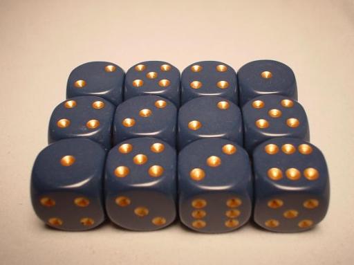 [CHX25626] Dice Sets Blue/Copper Dusty Opaque 16mm d6 (12)