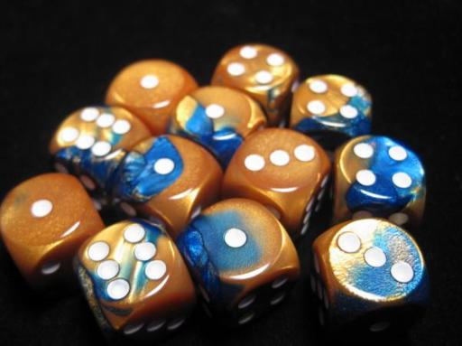 [CHX26622] Dice Sets Blue-Gold/White Gemini 16mm d6 (12)