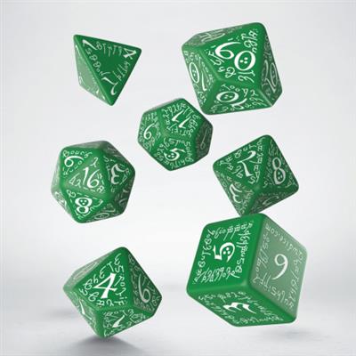 [SELV03] Elvish Green &amp; white Dice Set (7)
