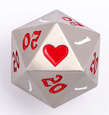 [HYG00338] 25mm Solid Metal Single D20 The Critical Dice Ancient Silver