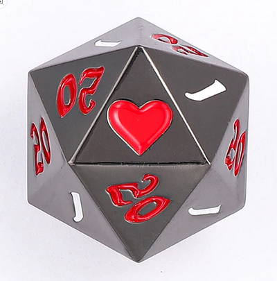 [HYG00339] 25mm Solid Metal Single D20 The Critical Dice Black Nickel