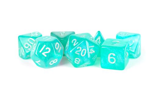 [MET180] 16mm Stardust Acrylic Poly Dice Set Turquoise