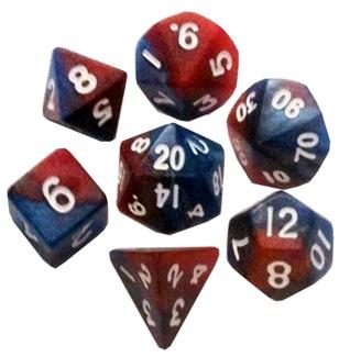 [MET412] Mini Polyhedral Dice Set Red Blue with White Numbers