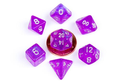[MET4179] 10mm Mini Stardust Acrylic Poly Dice Set Purple
