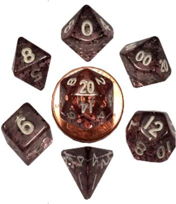 [MET4203] Mini Polyhedral Dice Set Ethereal Black with White Numbers