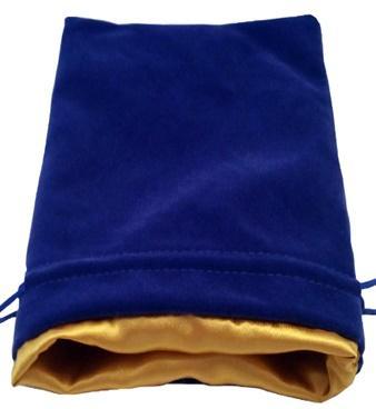[MET8002] Blue Velvet Dice Bag with Gold Satin Lining 6x8