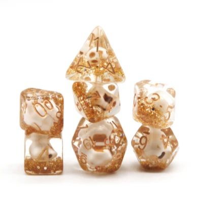 [FBG2275] Skull and Gold Glitter RPG Dice Set (7)