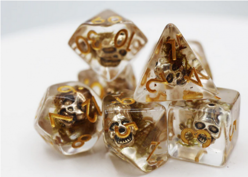 [FBG2357] Silver Pirate Skull RPG Dice Set (7)