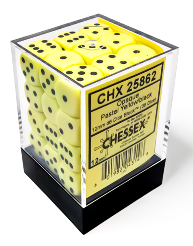 [CHX25862] Chessex Opaque Pastel Yellow/Black 12mm D6 (36)