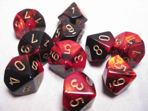 [CHX26233] Dice Sets Black-Red/Gold Gemini d10 Set (10)