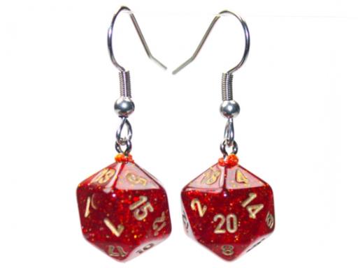 [CHX54208] Hook Earrings Glitter Ruby Mini D20 Pair
