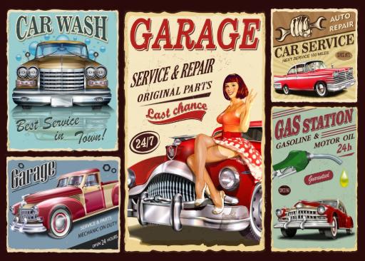 [Grafika-F-33659] Retro Car Service (500pc Puzzle)